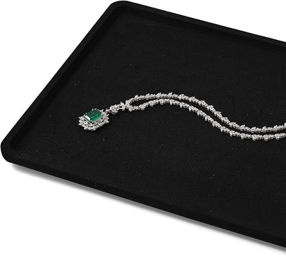 Woodten Microfiber Jewelry Display Flat Tray for Rings Earrings Necklace Bracelet, Jewelry Photograph Display Catchall Organizer Tray Dish(L,Black)