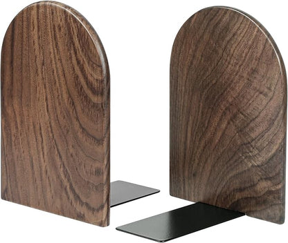 2 Wooden “L” Triangle Bookshelf Bookends, Extra Heavy Duty Wooden Bookends for Heavy Books, Creative Decorative, Non-Slip, Handmade Walnut (Black Walnut, Large)