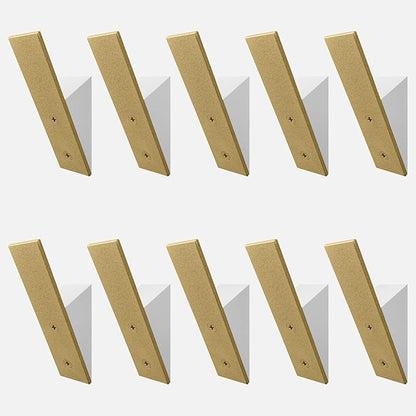 Homeforia Gold Wall Coat Hooks, High End White Wood & Gold Metal Wall Mounted Clothing Hook, Mid-Century Modern Clothes Hooks, Heavy Duty Wooden Hook for Hanging Coats, Hats, Towels & More, Set of 10