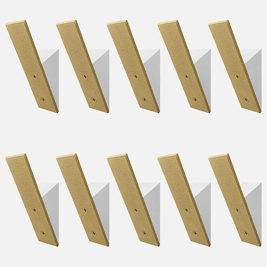 Homeforia Gold Wall Coat Hooks, High End White Wood & Gold Metal Wall Mounted Clothing Hook, Mid-Century Modern Clothes Hooks, Heavy Duty Wooden Hook for Hanging Coats, Hats, Towels & More, Set of 10