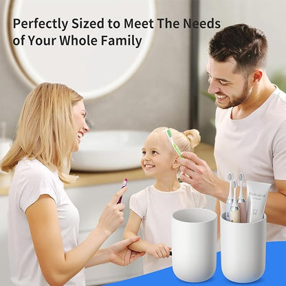MOPMS Toothbrush Cup 13oz 380ml, Unbreakable Reusable Bathroom Tumbler 1Pc, Non-Slip Plastic Bathroom Cup Toothbrush Holders for Bathroom White