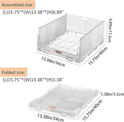 AOTENG STAR Stackable Closet Organizers and Storage Box, Clear Plastic Drawer Shelf Storage Basket for Bathroom Kitchen Laundry Room Wardrobe Storage (4 pack)