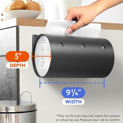 IMPRESA Trash Bag Dispenser Wall Mount - 50-Count Gray Plastic Holder - Under-Sink & Garage Installation - Garbage Bag Storage - Kitchen Organization & Storage