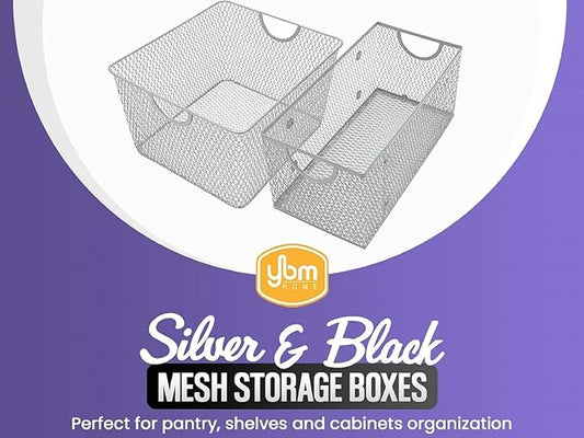 YBM HOME Kitchen Pantry Organizer Wire Basket for Shelves, Cabinets, Pantry, Countertop, Mesh Open Storage Bin Metal Basket for Organizing Food Supplies, 14.5x9.25x7