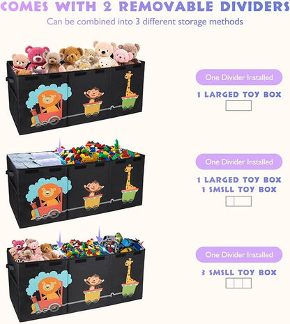 XL Toy Box - Toy Storage Bins with lids, Collapsible Toy Chest for Boys Girls, Kids Big Toy Organizer with Adjustable Dividers for Living Room Area, Playroom, Bedroom，40"x16"x14"