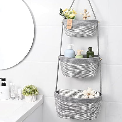 Hanging Storage Baskets, Over The Door Basket, Cotton Wall Baskets Storage, Hanging Door Basket with 4 Hooks