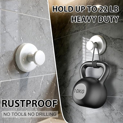 HESUSLA Suction Cup Hooks for Wreaths on Glass,2025 New Model No-Drill Suction Cup Hooks,Wreath Hangers for Front Doors,Metal Towel Hooks for Showers Bathrooms Mirrors(2 Pack,White)