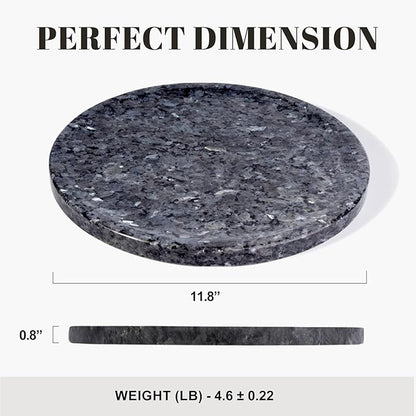 Natural Marble Tray, 11.8in Serving Tray for Fruit, Round Decorative Vanity Stone Plate for Jewelry&Key, Quality Storage Dish for Kitchen Coffee Table and Bathroom Desktop, Blue Pearl