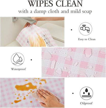 Beautysaid Shelf and Drawer Liner for Kitchen Cabinet, Non Adhesive Non Slip Shelf Paper Waterproof Washable Thickened for Dresser Pantry Shelve Bathroom Protector Liner(Pink Checker,23.6 in x 10 FT)