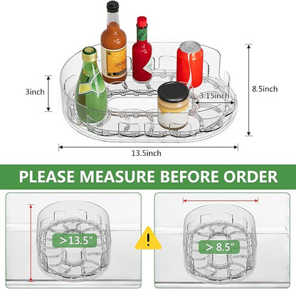 360° Rotating Lazy Susan for Refrigerator, 13.5''x8.5'' Clear Lazy Susan Turntable for Refrigerator Organizers and Storage, Kitchen, Table Top, Cabinet, Pantry, Countertop, 1 Pack