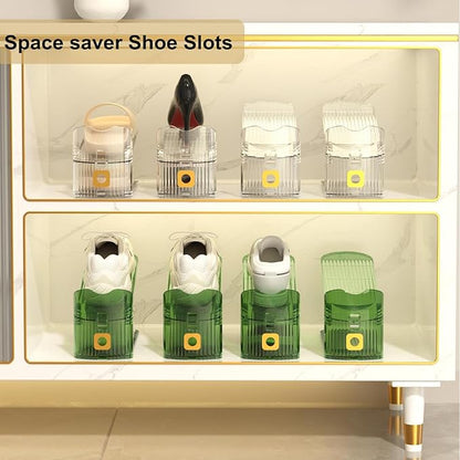 6Pack Shoe Slot Organizers Clear Shoe Stacker Organizer for Closet Shoe Holder Space Saver Rack Storage for Closet (Clear, 6Pack)