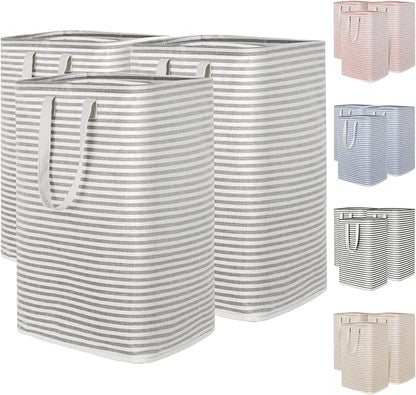 Lifewit 3 Pack Laundry Hamper Large Collapsible Laundry Baskets, Freestanding Waterproof Clothes Hamper with Easy Carry Handles in Laundry Room Bedroom Bathroom College Dorm, Grey, 3 x 80L