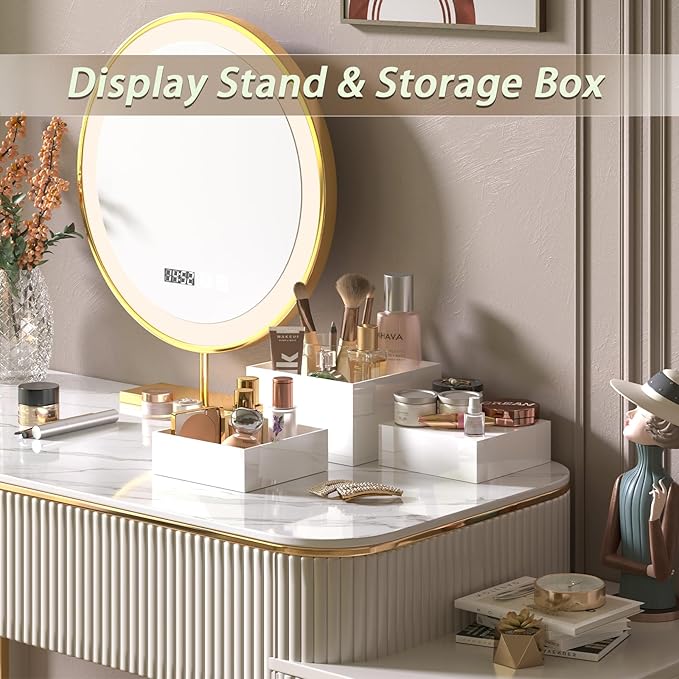 6PCS Buffet Risers, Food Risers for Buffet Table, Acrylic Boxes for Food, Display Stand for Party Catering Dessert Collectibles, Acrylic Cube Boxes with Hollow Bottoms, Food Stand Set, White (6"x7"x8")
