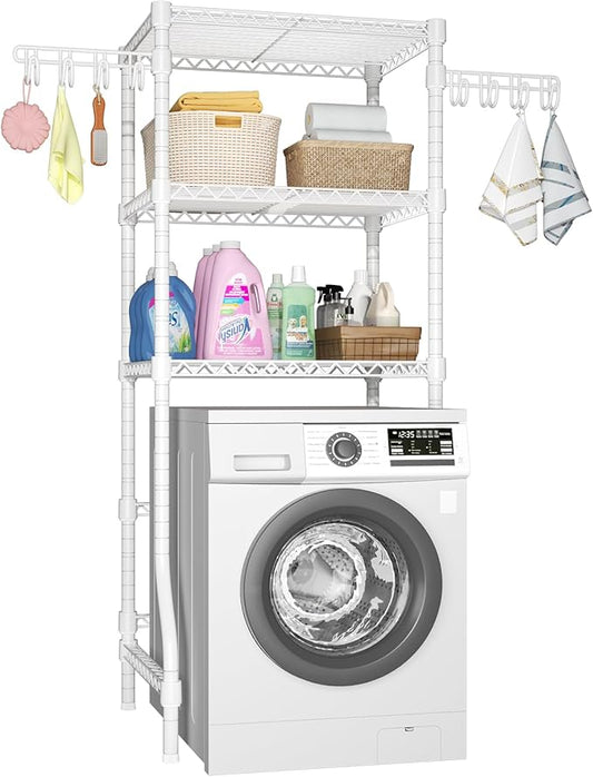 Ulif U8 Mini Laundry Room Storage Organizer, Over The Washer and Dryer Storage Shelves for Laundry Organization, 29.5”W x 17.3”D x 76.2”H, Suit Washing Machine Width Within 27.1”, Hold 304 lb, White