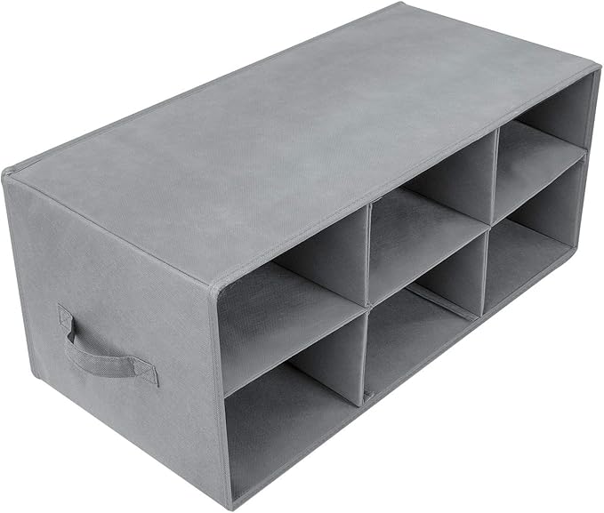 Sorbus Shoe Organizer Bin, 6 Section Cubby Shoe Shelves, Foldable Portable Detachable Closet Organizer Storage for Home Organization