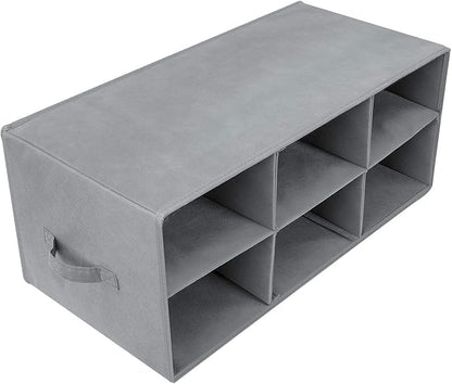 Sorbus Shoe Organizer Bin, 6 Section Cubby Shoe Shelves, Foldable Portable Detachable Closet Organizer Storage for Home Organization