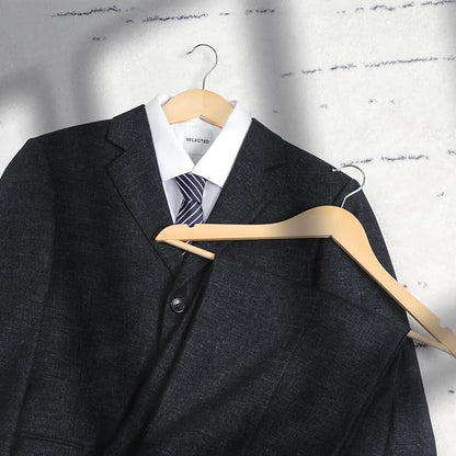 TOPIA HANGER Premium Wooden Hangers 30 Pack, Natural Wood Clothes Hangers, Durable Coat Hanger, 360° Swivel Hook, Non-Slip Shoulder Notches for Strap Dress, Shirt, Pant, Jacket-CT54N30