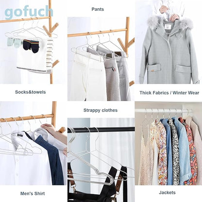 Clothes Hangers 100 Pack - Heavy Duty Stainless Steel Metal Hangers, Ultra Thin Space Saving Wire Coat Hangers with Non-Slip Shoulders (16.5 Inch)