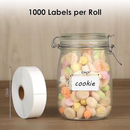 MaxGear 1000 Removable Freezer Labels 1x2 Inch, Waterproof Oil Resistant Stickers No Residue for Food Containers Pantry Jars Organization Meal Prep, 1 Roll
