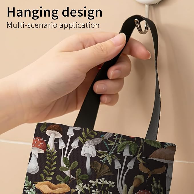 Plastic Bag Holder, Wall Mount Grocery Bag Organizer, Funny Hanging Trash Storage Dispenser for Home Kitchen Boho Mushroom