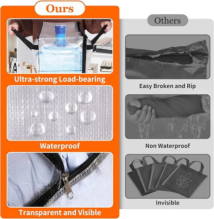 TasticTotes 8 Pack Long Clear Storage Bags for Comforter, Clothes & Bedding, Plastic Blanket Storage with Zipper and Handle, Moving Bags, Closet Organizer and Under-Bed Storage (90L, 39.4"*7.1"*19.7")
