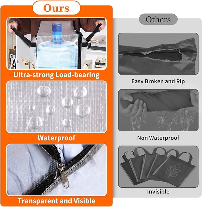 TasticTotes 4 Pack Clear Storage Bags for Comforter, Clothes & Bedding, Plastic Blanket Storage with Zipper and Handle, Moving Bags, Closet Organizer and Under-Bed Storage (60L)