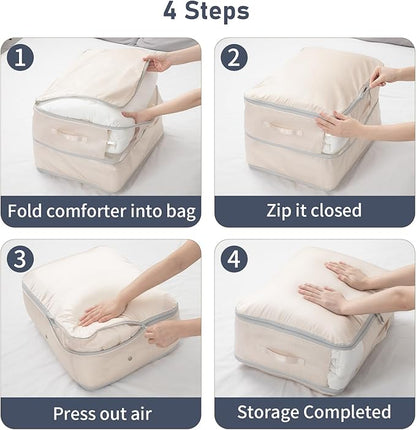 DIMJ Comforter Storage Bag 6 Pack - Blanket Storage Organizer Compression Bags, Large Capacity Ultra Space Saving Self Compression Organize for Bedding, Pillow, Duvet, Sheet Storage with Zipper Window