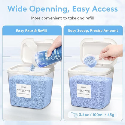 Lifewit Laundry Pods Container with Pop-up Lid, Detergent Dispenser, Dryer Sheet Holder, Laundry Room Organization Storage Jars for Washing Powder, Soap, Scent Booster Beads,0.5+0.72gal, 3 Pcs