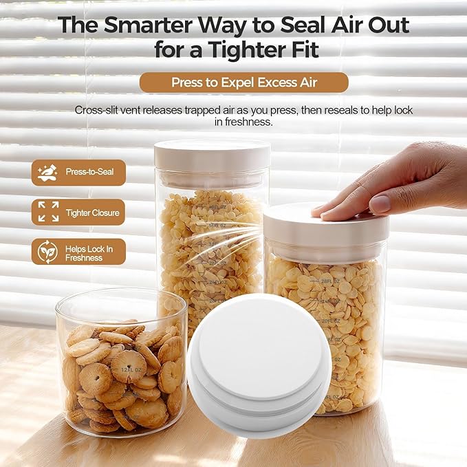 Danbark Set of 4 30oz Airtight Glass Storage Canisters with Lids - Pantry Organizers and Storage Glass for Kitchen - for Pantry, Flour, Sugar, Coffee, Tea, Pasta, Rice, and Snacks - White