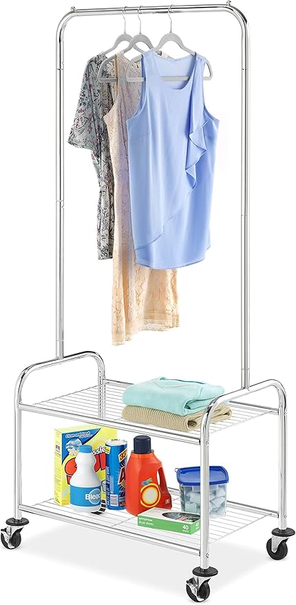 Whitmor Commercial Laundry Butler with Wire Shelf - Chrome