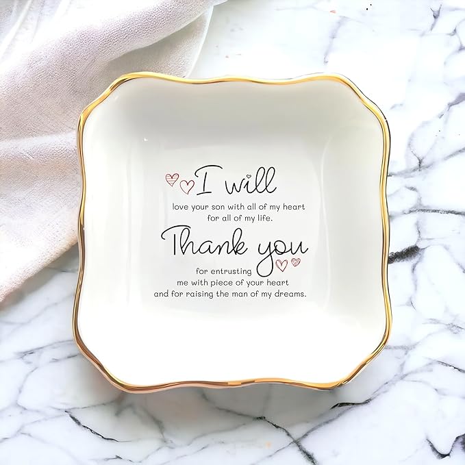HatafaFurni Ring Dish Holder For Mom, Mother's Day Gifts for Aunt, Sister Godmother Friend Gifts, Men Ring Dish For Dad, Bridesmaid Gift, Women Gifts (Mother of the groom)