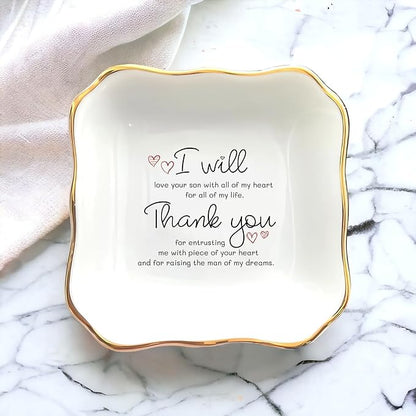 HatafaFurni Ring Dish Holder For Mom, Mother's Day Gifts for Aunt, Sister Godmother Friend Gifts, Men Ring Dish For Dad, Bridesmaid Gift, Women Gifts (Mother of the groom)