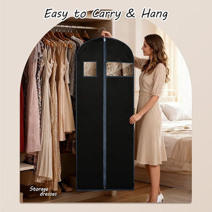 3 Pack 60 inch Dress Garment Bags for Closet Organization and Travel – Long Garment Covers for Dresses, Suits, Coats and Gowns