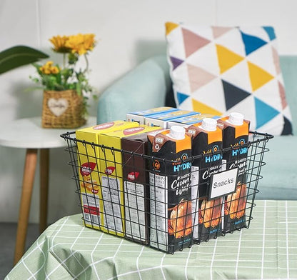 4 Pack【Extra Large】 Wire Handmade Storage Basket for Organizing Household Goods,Pantry Organization,Bathroom countertop,Laundry,Wardrobe Storage Basket,Rose Gold