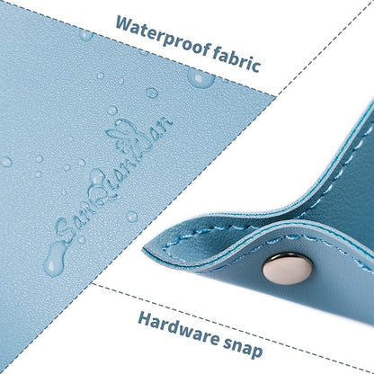 SANQIANWAN Leather Jewelry Valet Tray for Women and Man, Portable Entryway Table Tray Bedside Nightstand Desk Tray Small Catchall Travel Dish Plate for Key,Wallet,Watch,Coin (Light Blue-B)