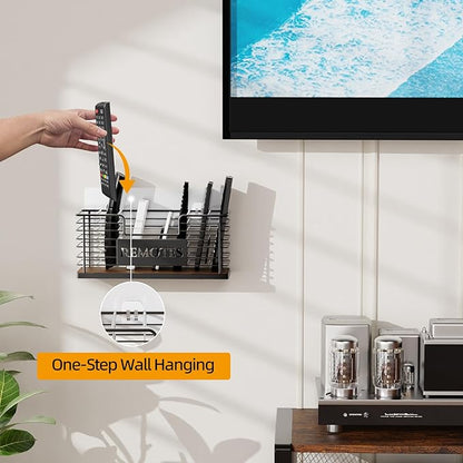 Remote Control Holder, 5-Slot TV Remote Holder Wall Mount, Universal Remote Caddy – Large Size Design for Wall, Table, Living Room, Bedroom – Easy Installation (Black-7 Slot)