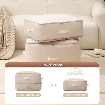 3 PCS Ultra Space Saving Self Compression Organizer, 2025 NEW Comforter Storage Bags, Heavy Duty Moving Bags, Washable Compression Bags for Storage Comforter Blanket, Clothes,Closet, Bedding