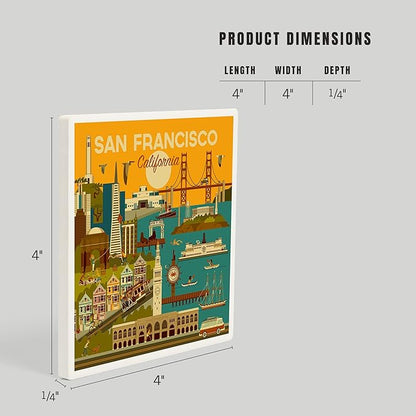 Lantern Press San Francisco, California, Geometric (Absorbent Ceramic Coaster, Single, Cork Back, Kitchen Table Decor)