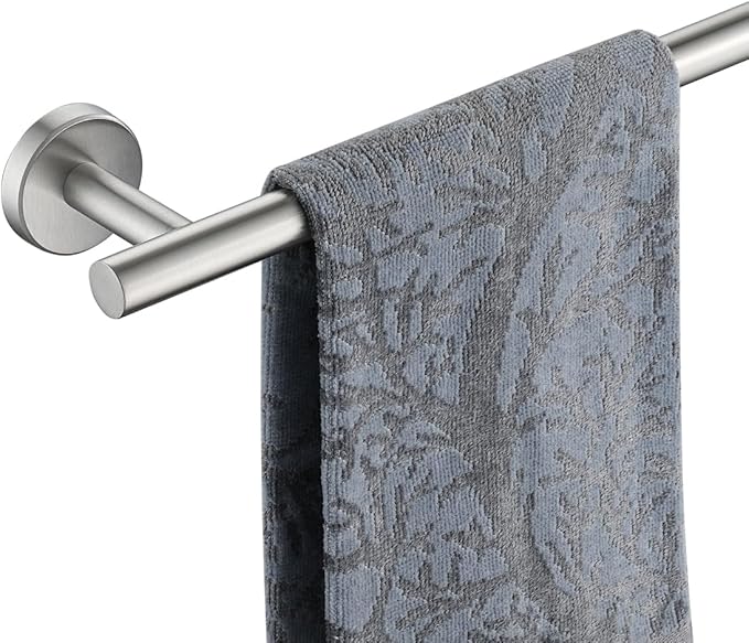 JQK Bathroom Towel Bar, 15 Inch 304 Stainless Steel Thicken 0.8mm Towel Rack, Towel Holder Brushed Finished Wall Mount, Useable Length 12 Inch, TB110L12-BN