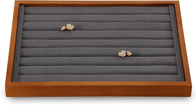 Yinbeini Ring Storage Tray, Wood Ring Tray For Jewelry,Black Earring Stud Organizer,Premium Jewelry Drawer Organizer