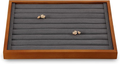 Yinbeini Ring Storage Tray, Wood Ring Tray For Jewelry,Black Earring Stud Organizer,Premium Jewelry Drawer Organizer
