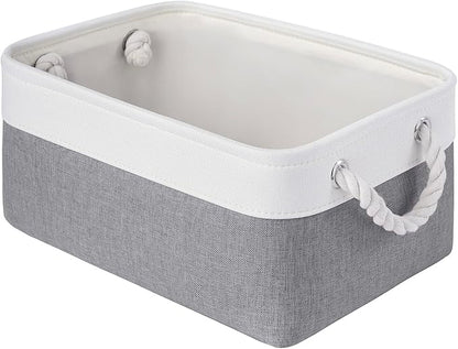 Storage Baskets for Shelves 13.8x9.8x6.7 Inch, Foldable Fabric Storage Bins with Handles, Small Storage Baskets for Organizing Closet, Office, Home Organization (1-Pack, White&Gray)