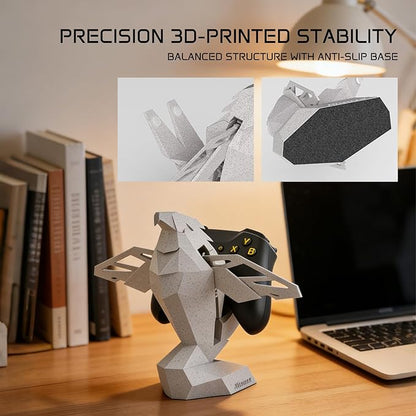 Controller Holder for Xbox/PS/Switch – Monument Marble-Style Eagle Stand, Auto-Spreading Wings, Dual Placement, Scratch-Free Curved Tail Design