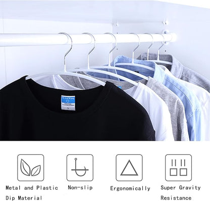 ShgHzz Premium PVC Coating Metal Hangers 40 Pack, Heavyduty, Non Slip Slimline, Suit Jacket T Shirt Hangers, Gold Hooks, Space Saving Clothes Hanger (White)