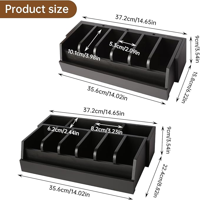 Niciksty Wooden Belt Organizer, 10 Compartments Belt Organizer for Closet and Drawer, Stylish Belt Storage Display Holder for Men Women’s Belts, Ties, and Jewelry, Black
