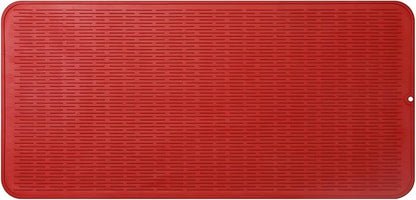 Silicone Dish Drying Mat for Multiple Usage,Easy clean,Eco-friendly,Heat-resistant Silicone Mat for Kitchen Counter or Sink,Refrigerator or Drawer Liner Red 5XL 36inches x 18inches