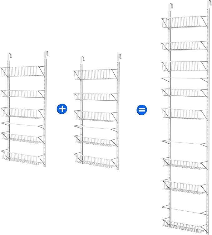 Over the Door Pantry Organizer - 9-Tier Organizer for Bathroom, Closet, or Kitchen Storage - Pantry Organizers and Storage by Home-Complete (White)