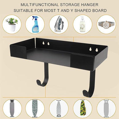 Ironing Board Hanger Wall Mount Heavy Duty Space Saving Laundry Room Organizer for T Y Shaped Ironing Boards Carbon Steel Black 32 x 15.75 x 4.57 cm