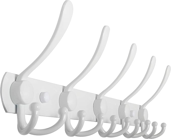 WEBI Coat Rack Wall Mount,Coat Hooks Wall Mounted,Coat Hanger Wall,Hook Rack Rail,Wall Coat Rack with Hooks for Hanging Jacket,Clothes,White