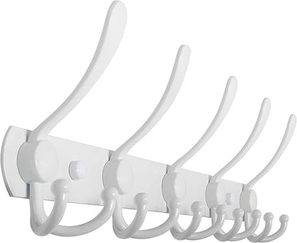 WEBI Coat Rack Wall Mount,Coat Hooks Wall Mounted,Coat Hanger Wall,Hook Rack Rail,Wall Coat Rack with Hooks for Hanging Jacket,Clothes,White